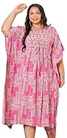 Yash Gallery Women's Plus Size Geomatrical Printed Maternity Wear Kaftan (1509PLYKPINK, 5XL, Pink)