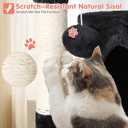 Torre para Gatos de 54 pulgadas con Rascador y Casa miniatura 4