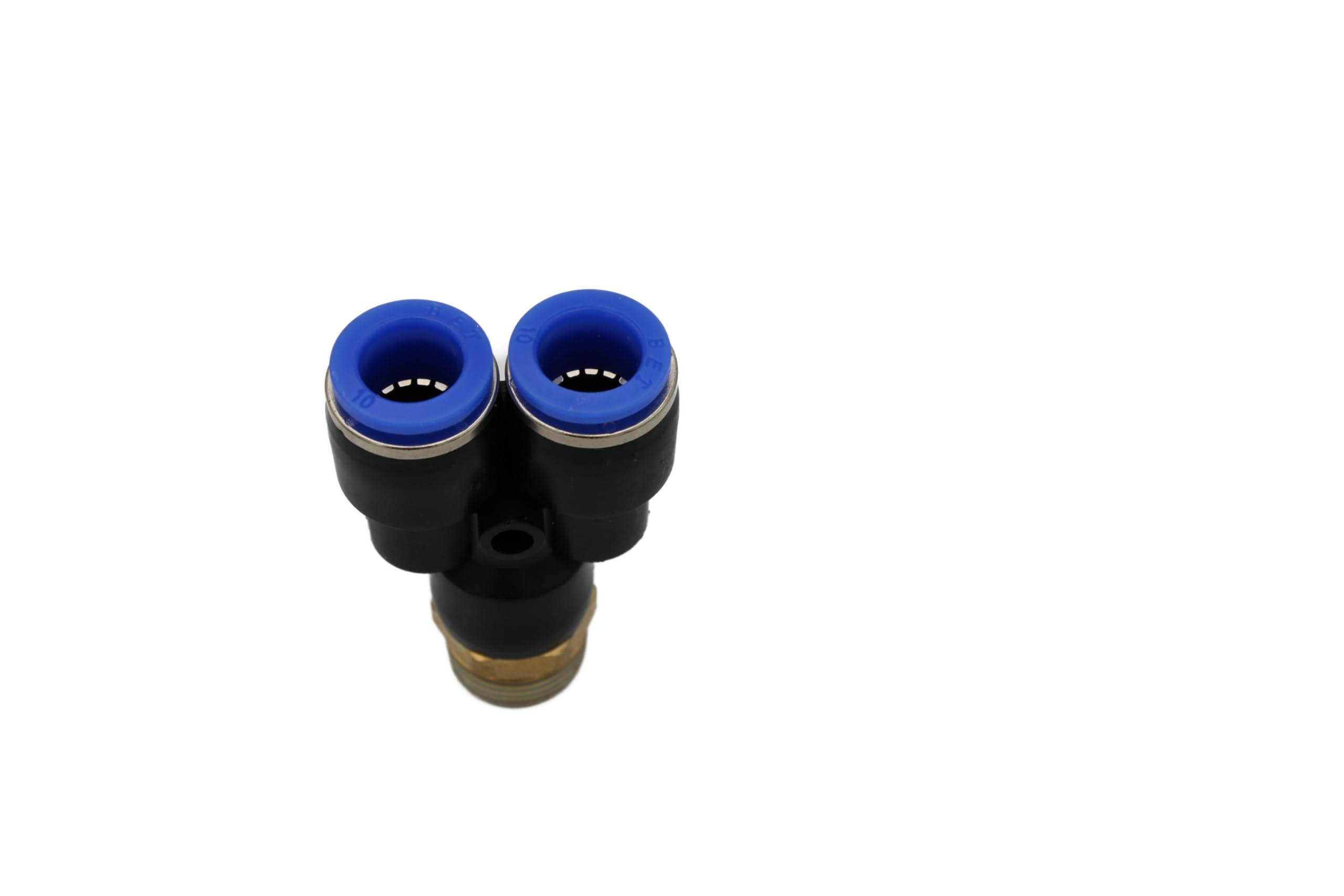 Pneumatic Y-Multiple Socket Fitting 3/8 Inch - 10 mm IQS Y-Connector T-Piece Compressed Air, Black/Blue, 3/8" - 10mm - Image 3