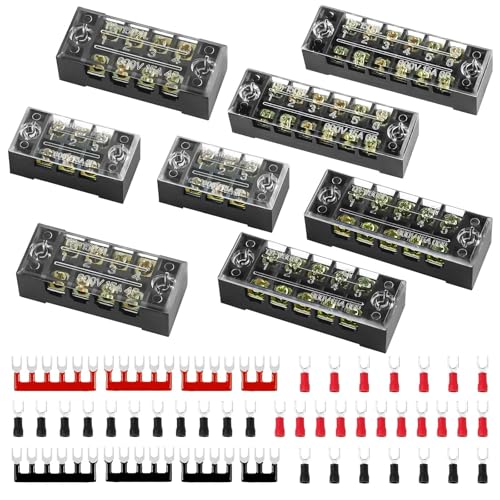 Kit de 8 borniers électriques à vis à double rangée de 3 à 6 positions