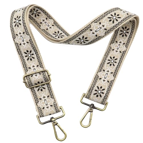 Image of LEMEDE Purse Strap Adjustable Replacement Crossbody Bag Strap Retro Jacquard Embroidery Shoulder Straps for Canvas Bag