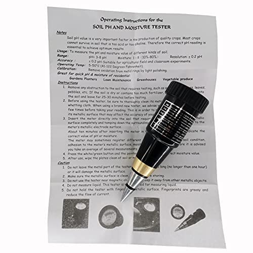 Soil Mositure Meter PH Tester Meter with Range 3 to 8pH for Gardens Planters Lawn Maintenance Greenhouses Vegetable Produce