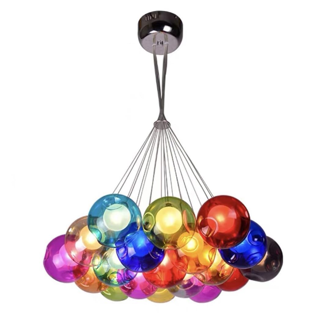 JERSEYBOY Large Glass Ball Chandelier Postmodern 19-Light Sputnik Pendant Lights Dome Semi-Flush Mount Ceiling Fixtures Compatible with Living