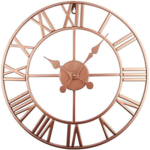 Horloge Métal Ronde anti-bruit squelette cuivre pour sublimer un mur blanc vide