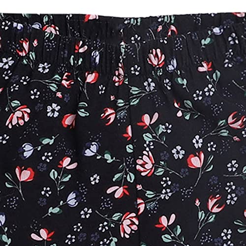 Image of Hopscotch Baby Girls Cotton-Blend Floral Print Shorts in Navy Color