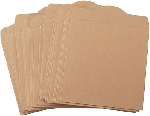 25 Pcs Retro Brown Kraft Paper CD DVD Sleeves Envelopes Cardboard Storage Cases Holder DVD Cases Media Storage（Internal Dimension13*13cm）