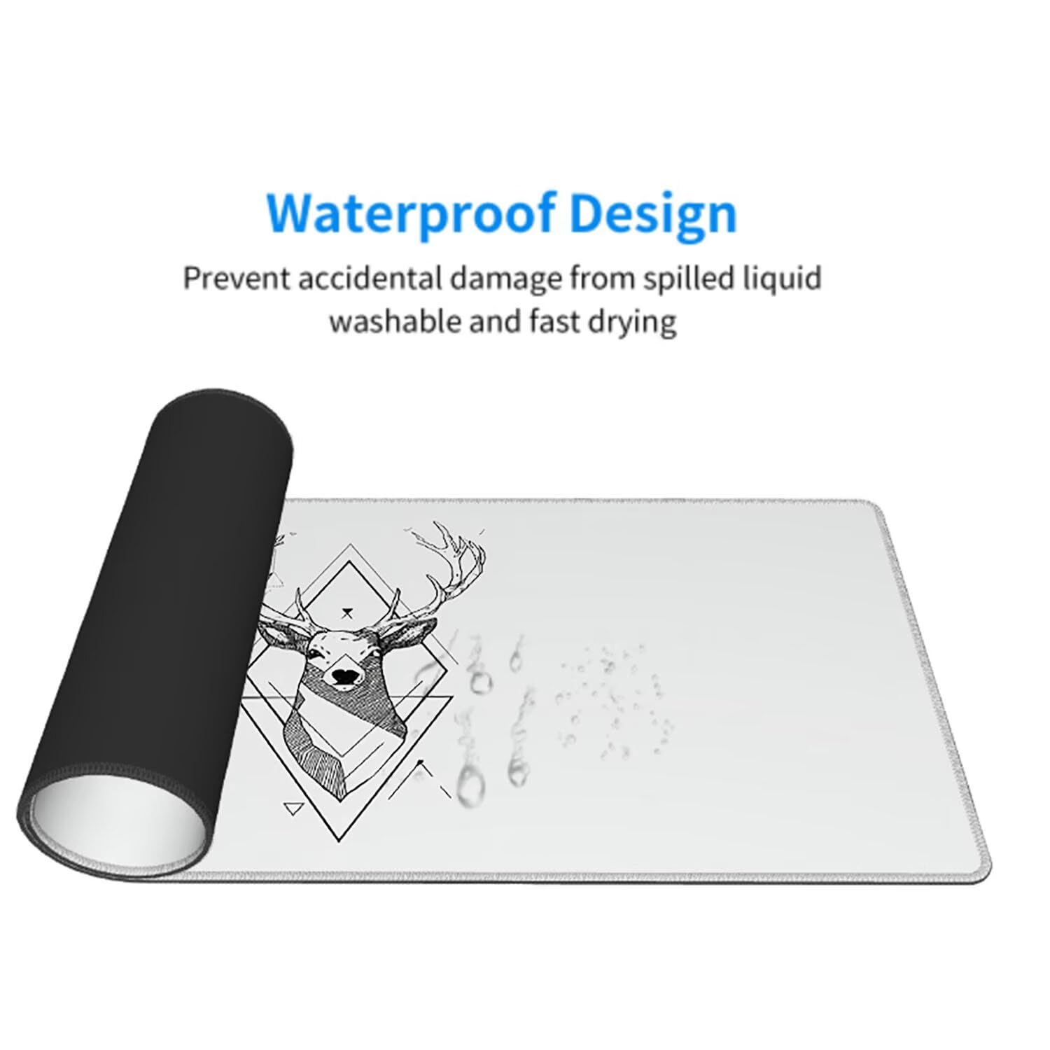Biała podkładka pod mysz pod mysz pod mysz do gier XXL 1400 x 600 x 3 mm podkładka pod mysz gumowa jeleń duża podkładka pod mysz dla graczy wodoodporne akcesoria PC, do klawiatury laptopa w-7068