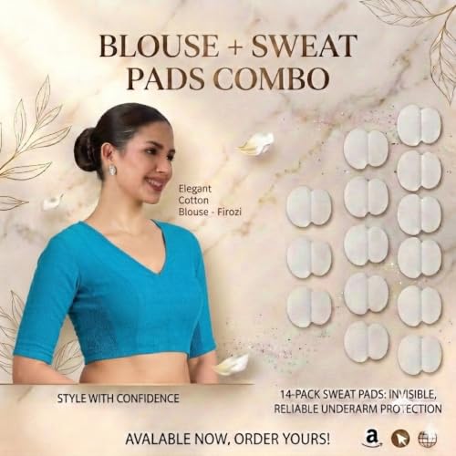 Image of Studio Shringaar Women's Thick Handloom Cotton Plain Side Stretch (Smocked) Readymade Saree Blouse