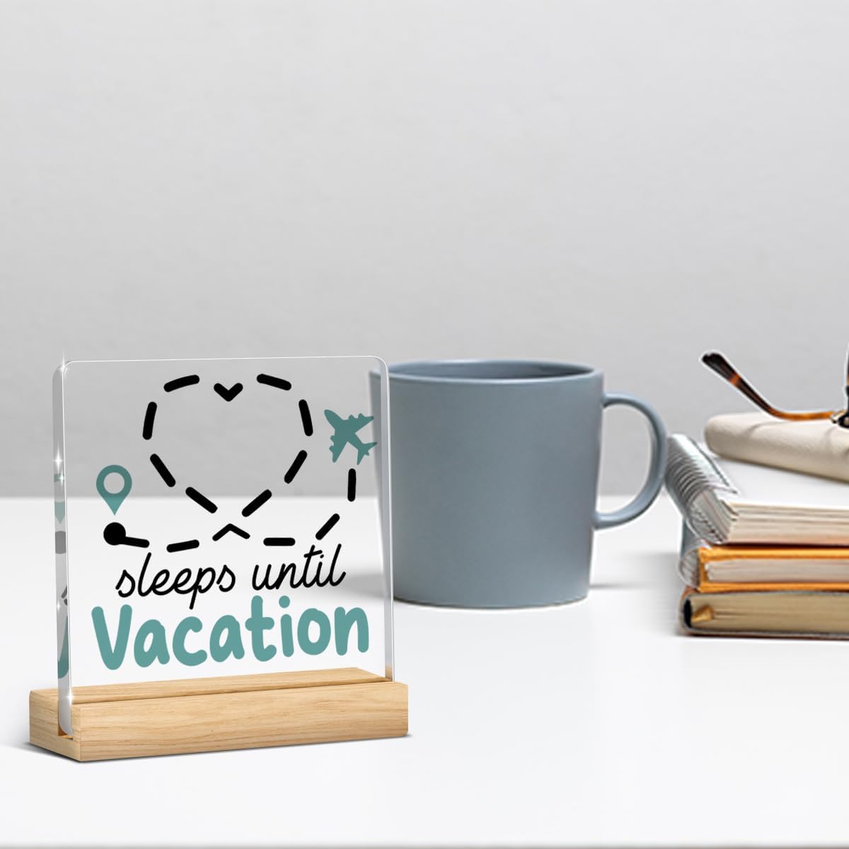 Funny Vacation Countdown Desk Accessories Decor, Funny Vacation Travel Acrylic Sign Decor,Wipeable Acrylic Sign Gifts for Travelers Women Men Home Office with Wood Stand 4 X 4 Inch image 5