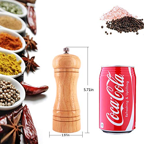 Salt And Pepper Grinders Set,Ouktor Manual Wooden Salt And Pepper Mills Shakers, Ceramic Rotor With Strong Adjustable Coarseness (5.5Inch) #TOP5