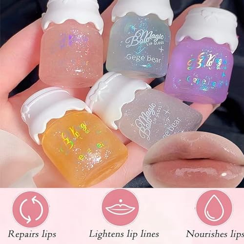 Hydrating Shimmer Lip Gloss Set,Lipgloss Set,5 Colors Shimmer Lip Gloss Set,Hydrating Lip Glow Oil,Cute Lip Oil,Korean Lip Gloss,Tinted Lip Oil Light Lip Gloss Set,Lip Glow Oil,Non Sticky Lip Care - Image 5