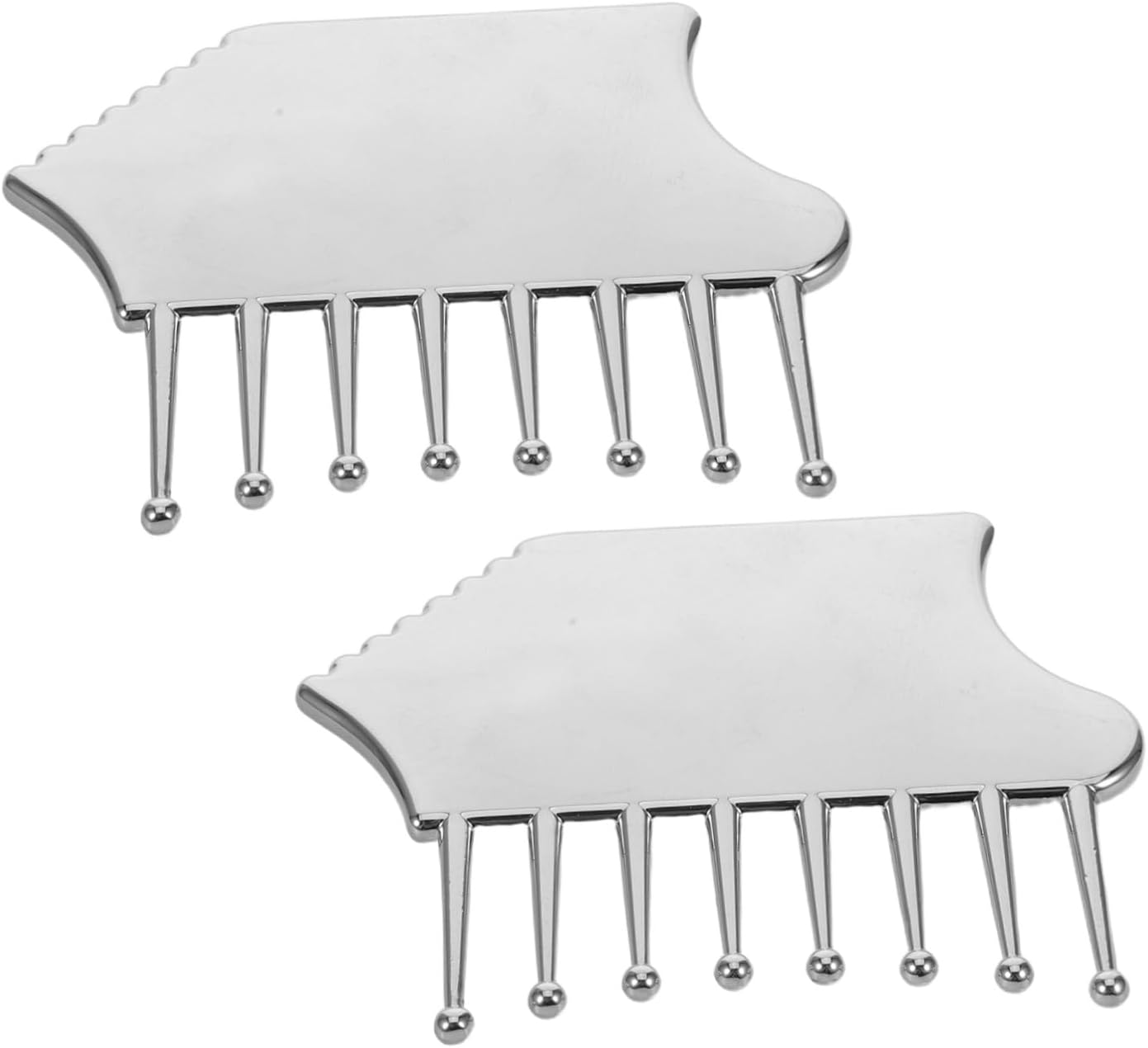Metal Gua Sha Scalp Massager Comb Face and Neck Massage Tool with Unique Shape 2pcs Lightweight Zinc Alloy for Home and Travel Relaxation