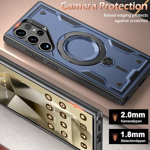 Image of for Samsung Galaxy S24 Ultra Case Magnetic with stand, with Mag-Safe, with Screen Protector, Wireless Charging, Shockproof for Samsung S24 Ultra 5G Phone Case, Ring Holder Cover, for Samsung S24 Ultra