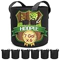HOOPLE 6Pack 7 Gallon Grow Bags Garden Heavy Duty Non-Woven Aeration Plant Fabric Pot Potato Container Perfect for Potato,Strawberry,Chili,Carrot,Radish,Peanut and Other Vegetables(Black) (7 Gallon)