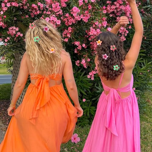 Miniluck 16PCS Small Flower Hair Claw Clips for Women,Colorful Cute Claw Clips for Thick Thin Hair,Hawaiian Floral Hair Accessories for Girls,Nonslip Summer Beach Essentials (colorful) — view 2