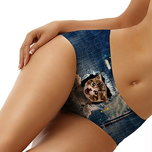 Image of Dellukee Sexy Women Underwear Briefs Breathable Hipster Panty White Alpaca Print