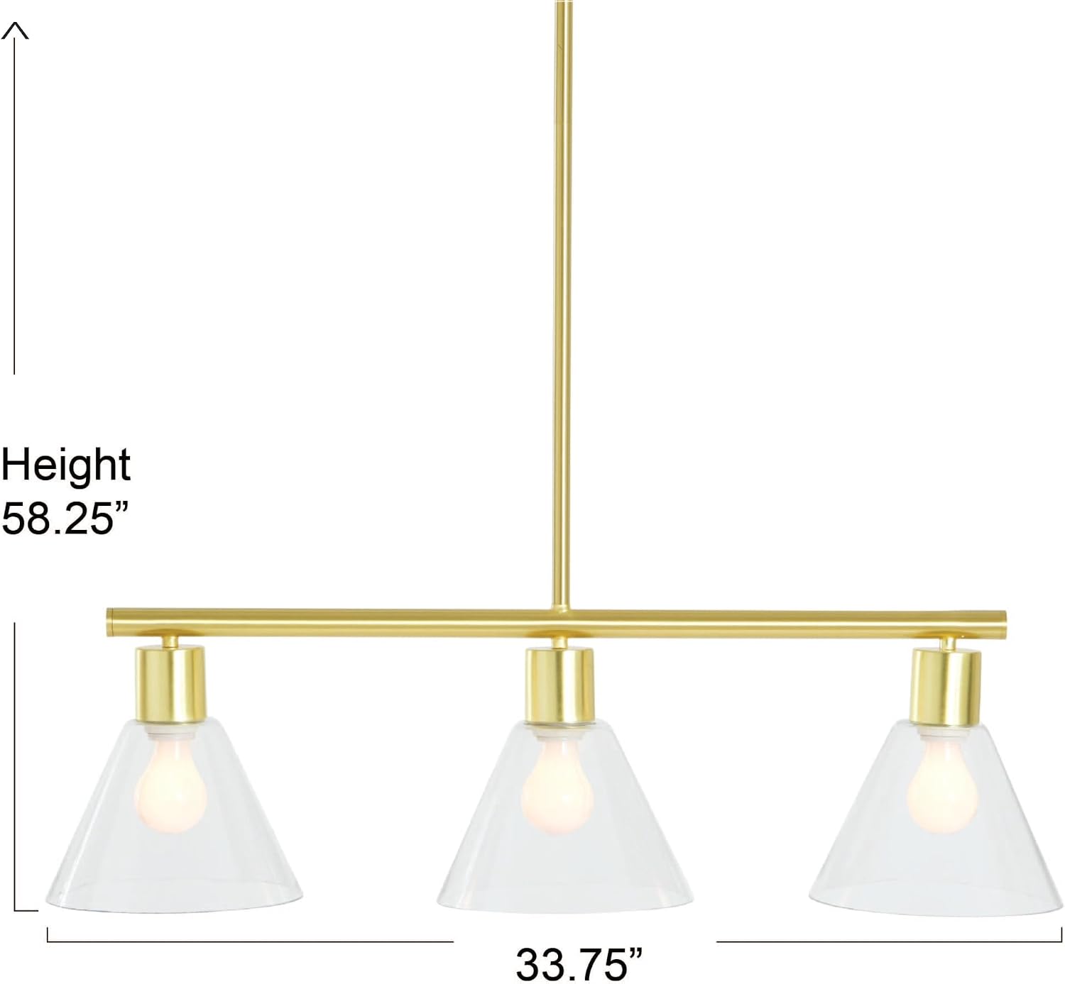 Creative Co-Op Modern Metal and Glass Linear Chandelier, Gold