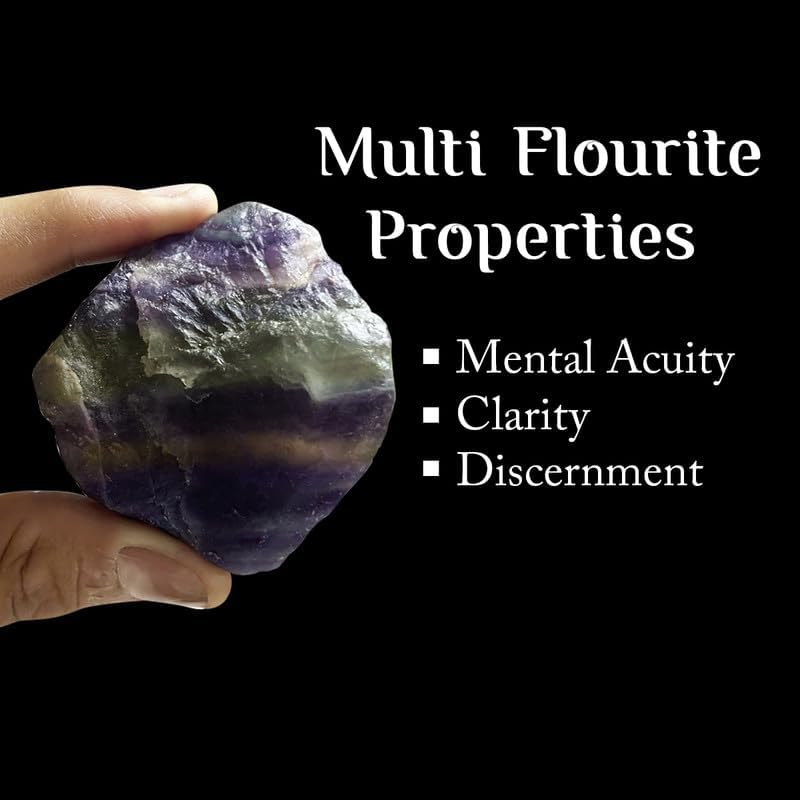 Image of Multi Fluorite Crystal Raw Stone for Meditation, Vastu Items & Feng Shui (500 Gm) | Healing Crystals for Mental Clarity & Focus | Vastu Decorative Showpiece for Spiritual Home Decoration (3-4 Pcs)
