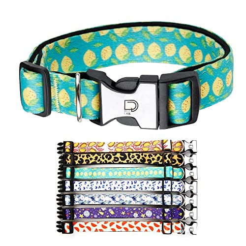 DelfiCase Dog Collar Soft ,Comfortable, Padded Fabric Lemon Patterned Dog ...