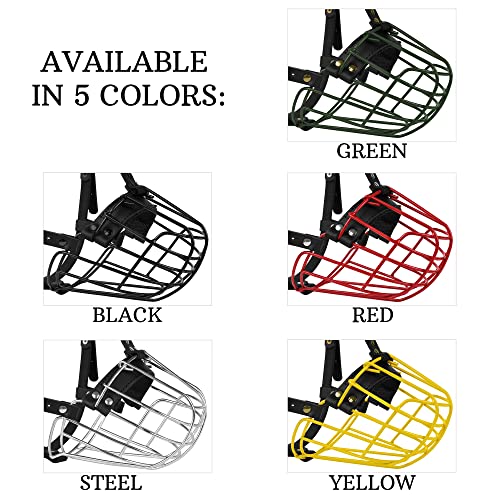 Pitbull Dog Muzzle Metal Mask Amstaff Secure Wire Basket Adjustable Durable Leather Straps For Large Dogs (Black) #TOP3