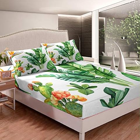 Juego de sábanas de Hoja de Palmera con Estampado de Cactus Cover