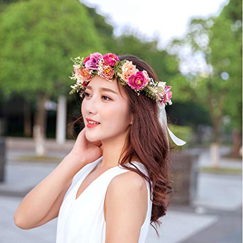 image for YAZILIND Adjustable Flower Headband Hair Wreath Floral Garland Crown H