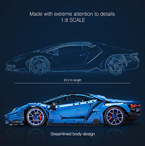 CaDA Italienisches Supercar, blau, 12-Zylinder, 3842 Teile (kompatibel mit Lego Technic), von MOC Desinger Thijs de Boer, C61041 Master, C61041W – Bild 5
