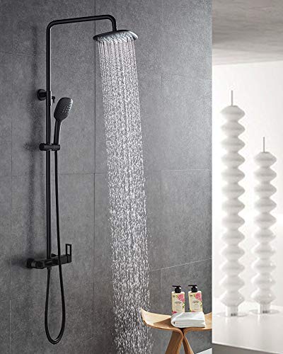 image for PHASAT Matte Black Shower Fixtures Brass 3 Function Bathtub Shower Fau