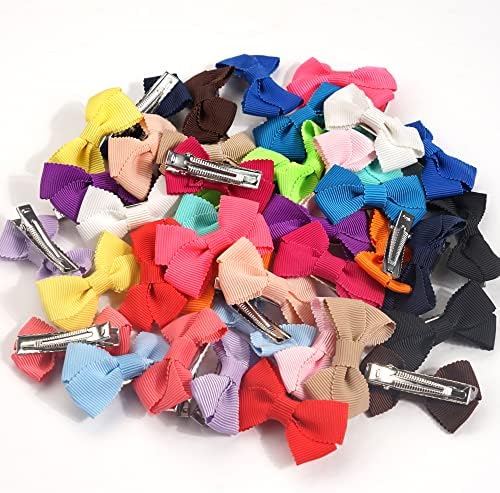 JOYOYO 40 Pcs Toddler Girls Hair Clips Baby Hair Bows Small Hair Clips for Baby Girls Toddlers Hair Bows Baby Girl Hair Clips, Mini Hair Clips for Little Girls 2 Inch Ribbon Bows