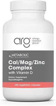 Metabolic Maintenance Cal Mag Zinc with Vitamin D - Calcium Magnesium Zinc Supplement - Bone Density & Mineral Balance Support - High Absorption Formula - Hypoallergenic - 240 Servings - 240 Capsules