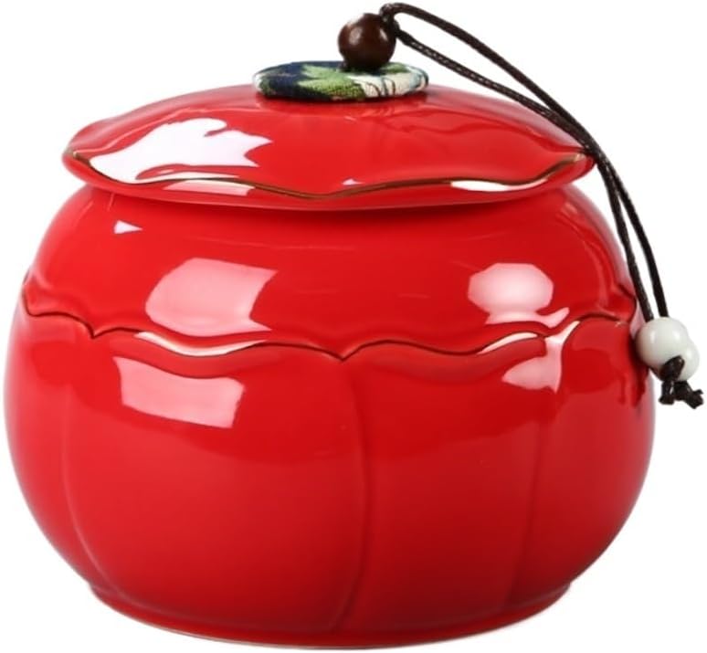 SONGCHAO Sugar Jar Bulk Tea Storage Container Jar Ceramic Large Kitchen Jar Sealed Jar Household Red and Green Tea Storage Tea Jar Tea Canister (Color : C)