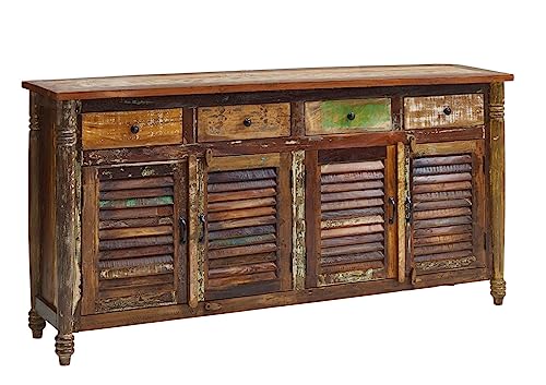 MASSIVMOEBEL24.DE Buffet - Bois Massif recyclé laqué (Multicolore) - Inspiration Ethnique - Fable #17