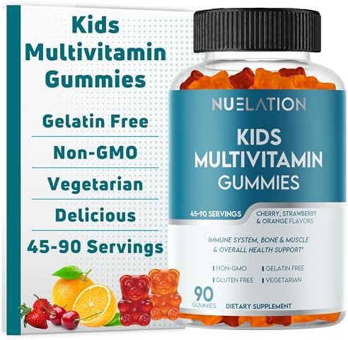 Gelatin Free, Vegetarian Kids Multivitamin Gummies 45-90 Day Supply. 14 Essential Vitamins & Minerals. Kids Gummy Vitamins for Overall Wellness. Non-GMO, Gluten Free Children Vitamin