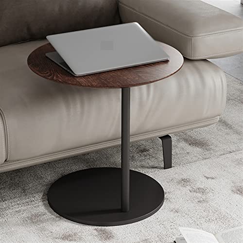 Table d'appoint ronde moderne en métal et ardoise noire