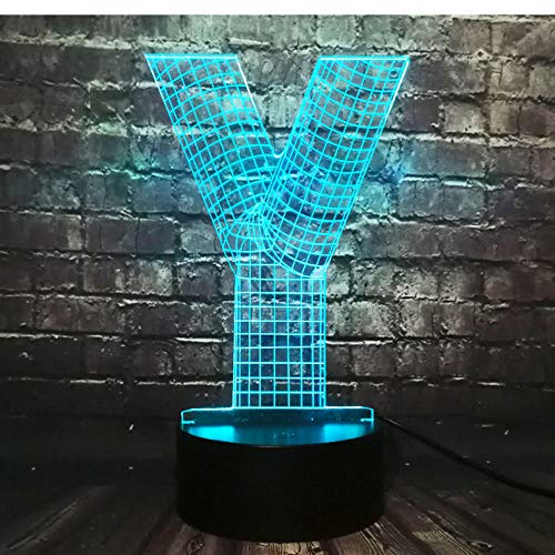 Preisvergleich Produktbild Upinfan Kreatives Design Moderne 3D-Lampe Alphabet Buchstabe Y Mehrfarbige Taschenlampenatmosphäre Led Nachtlicht Usb Touch Kind Geschenk U. Mode