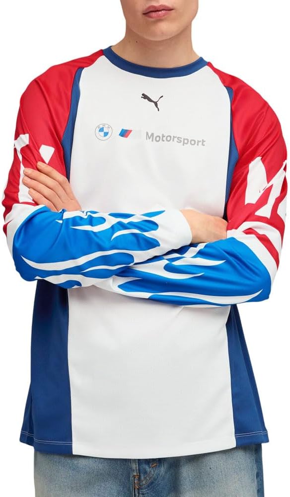 PUMA Mens BMW M Motorsport Graphic Crew Neck Long Sleeve Casual Tops Casual - Blue - Image 2