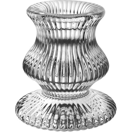 PORTA VELA CASTIÇAL DECORATIVO REDONDO HOME&CO VIDRO 6x5x5cm TRAN...