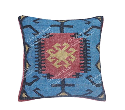 Chouhan Rugs 4 Pcs Set Of Kilim Cushion Cover Jute Ethnic Pillow Boho Hand Woven Shams Hippie Indian Throw Art #TOP3