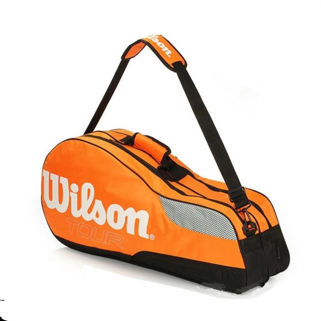 Wilson Tour Racket Bag, Fits 4 Racquets, Separate Shoe Compartment (Orange)