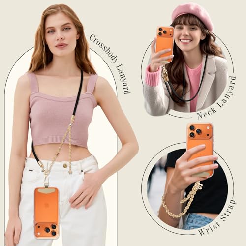TiMOVO 2-in-1 Metal Chain Crossbody Wrist Phone Lanyard for Women, Black - image 2