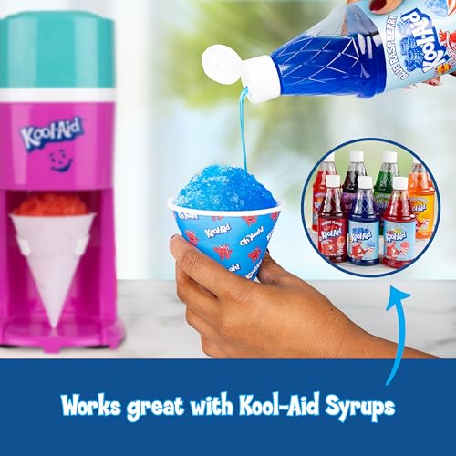 Image of Kool-Aid Shave Ice and Snow Cone Machine, Multi-Use Ice Shaver for Frozen Treats, Slushies, Snow Cones, and More - Reusable Cup and Ice Mold, Stainless Steel Blades - Sharkleberry