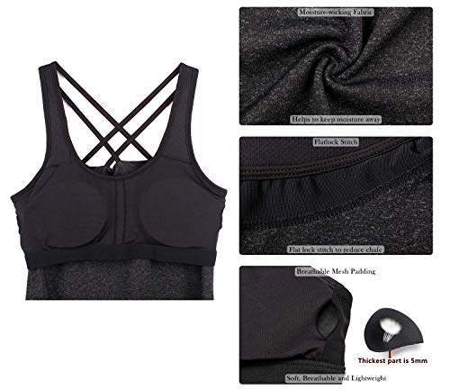 Image of icyzone Women Workout Yoga Spaghetti Strap Racerback Tank Top with Built in Bra