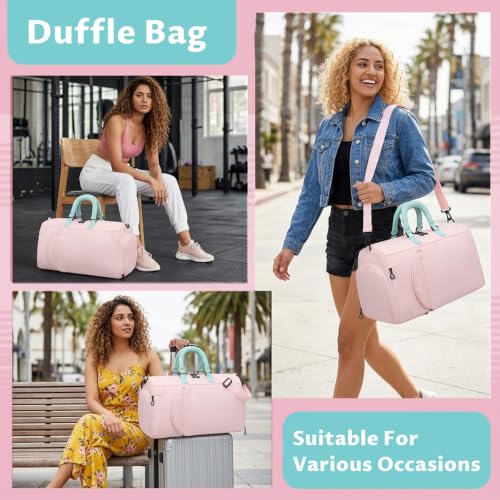 Image of Palay Womens Duffle Bag Large Capacity Travel Shoulder Bag with Quilted Design and Separate Shoe Compartment for Gym Overnight and Short Trip Use