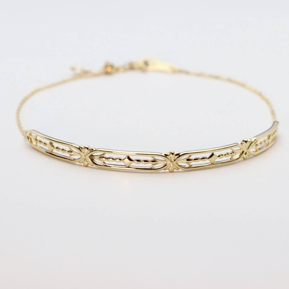 アガット K10 バングル ブレスレット 透かし