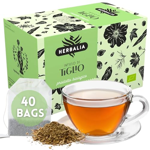 HERBALIA - Tisane au Tilleul en Sachets, Boîte d’Infusion au Tilleul de 40 Sachets Sans Agrafes Métalliques pour Infusions et Tisanes
