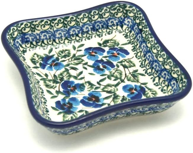 Polish Pottery Fluted Dipping Dish - Winter Viola