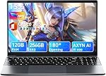 15.6 Inch Laptop, Win 11 Laptops with Celeron Quad-core Processor, 12GB RAM 256GB SSD, Office 365, 180° Angle, 7000mAh Battery, Full-Featured Type-C, Business Student Notebook(Gray)