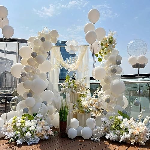 Image of KALOR 12 Inch White Balloons, 50 Pcs Latex Helium Balloons for Kid's Birthday Party, Baby Shower, Wedding, Graduate Party Decorations