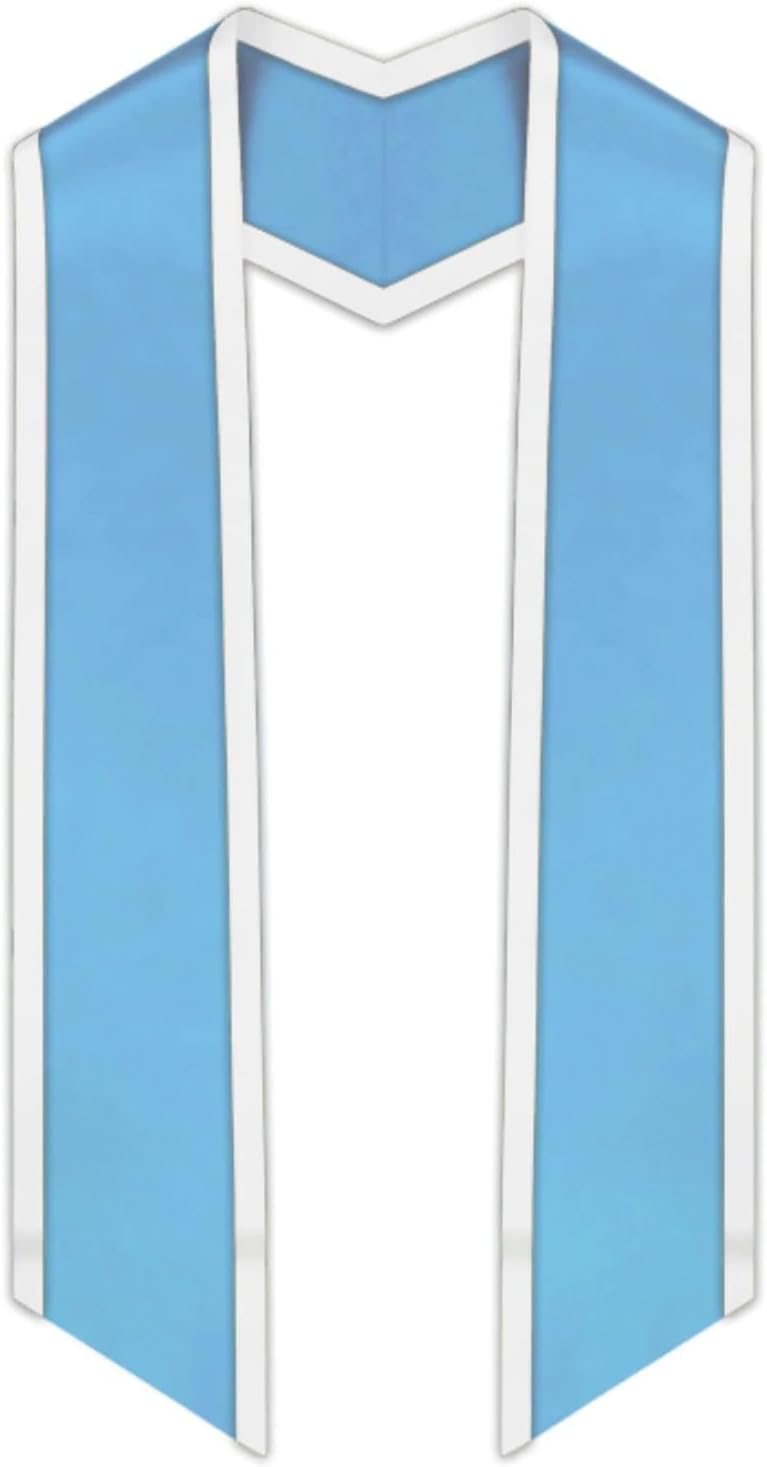 Unisex Graduation Honor Stole With Trim, Angled End Sash 72" Long