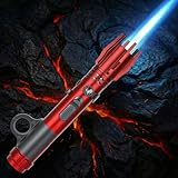 Mechero Soplete Cocina Recargable, Encendedor de Velas Antiviento con Llama Jet Regulable, Mechero de Gas Butano con Cerradura de Seguridad para Barbacoa, Chimenea y Repostería (Sin Gas) (Rojo)